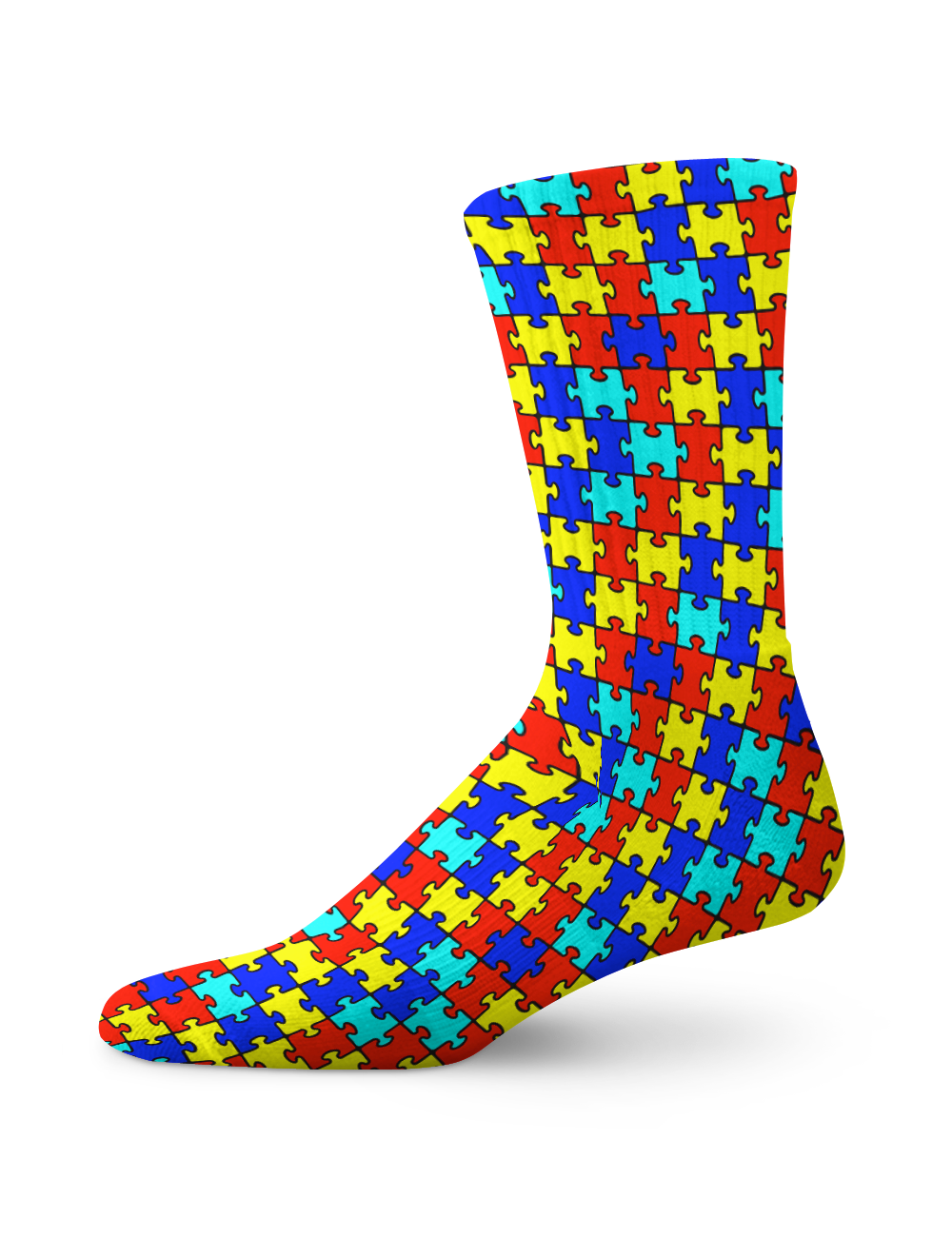 Autism Awareness Puzzle Print Crew Socks