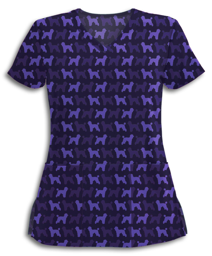 Purple Poodles Scrub Top