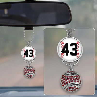 Baseball Personalized Number Rearview Mirror Charm
