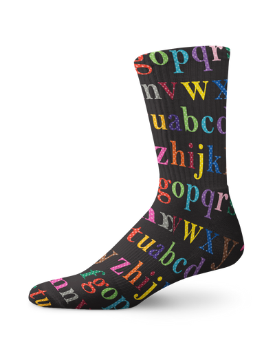 Colorful Alphabet Teacher Crew Socks