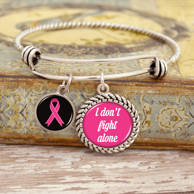 I Don't Fight Alone Breast Cancer Charm Bracelet