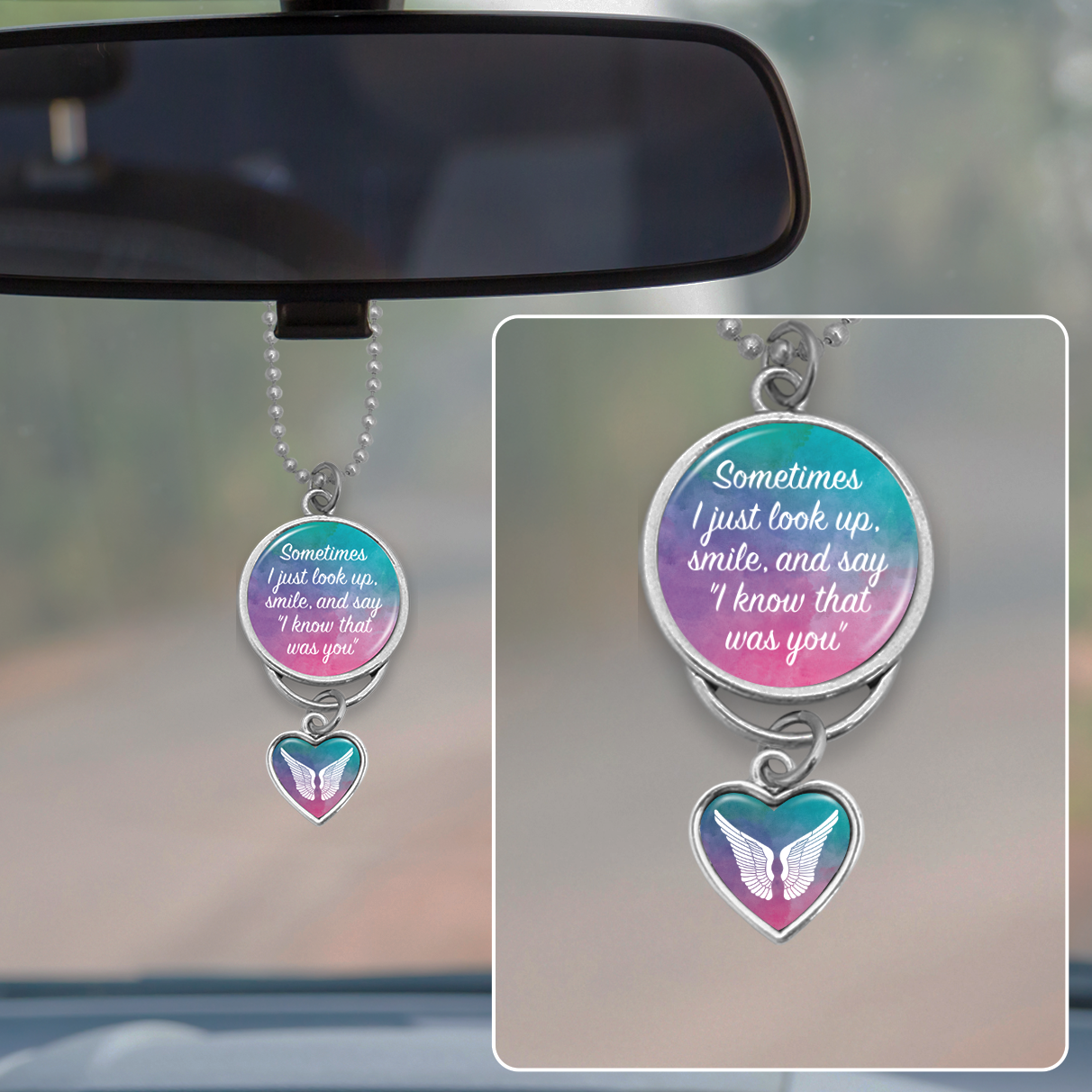 Watercolor I Know That Was You Rearview Mirror Charm