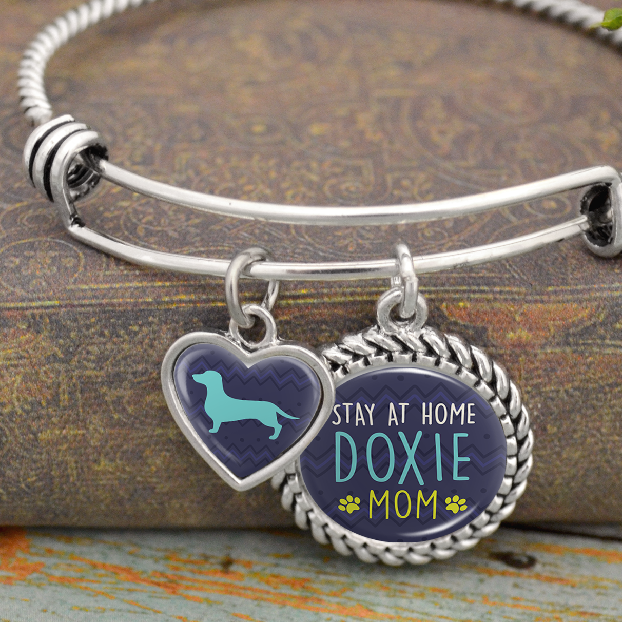 Stay At Home Doxie Mom Charm Bracelet