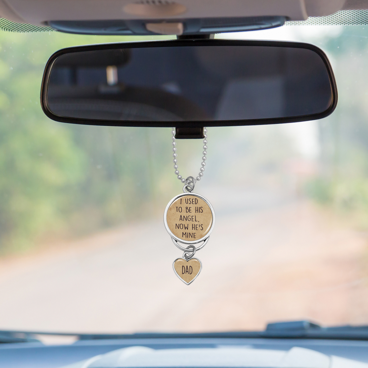 Personalized I Used To Be His Angel, Now He's Mine Rearview Mirror Charm