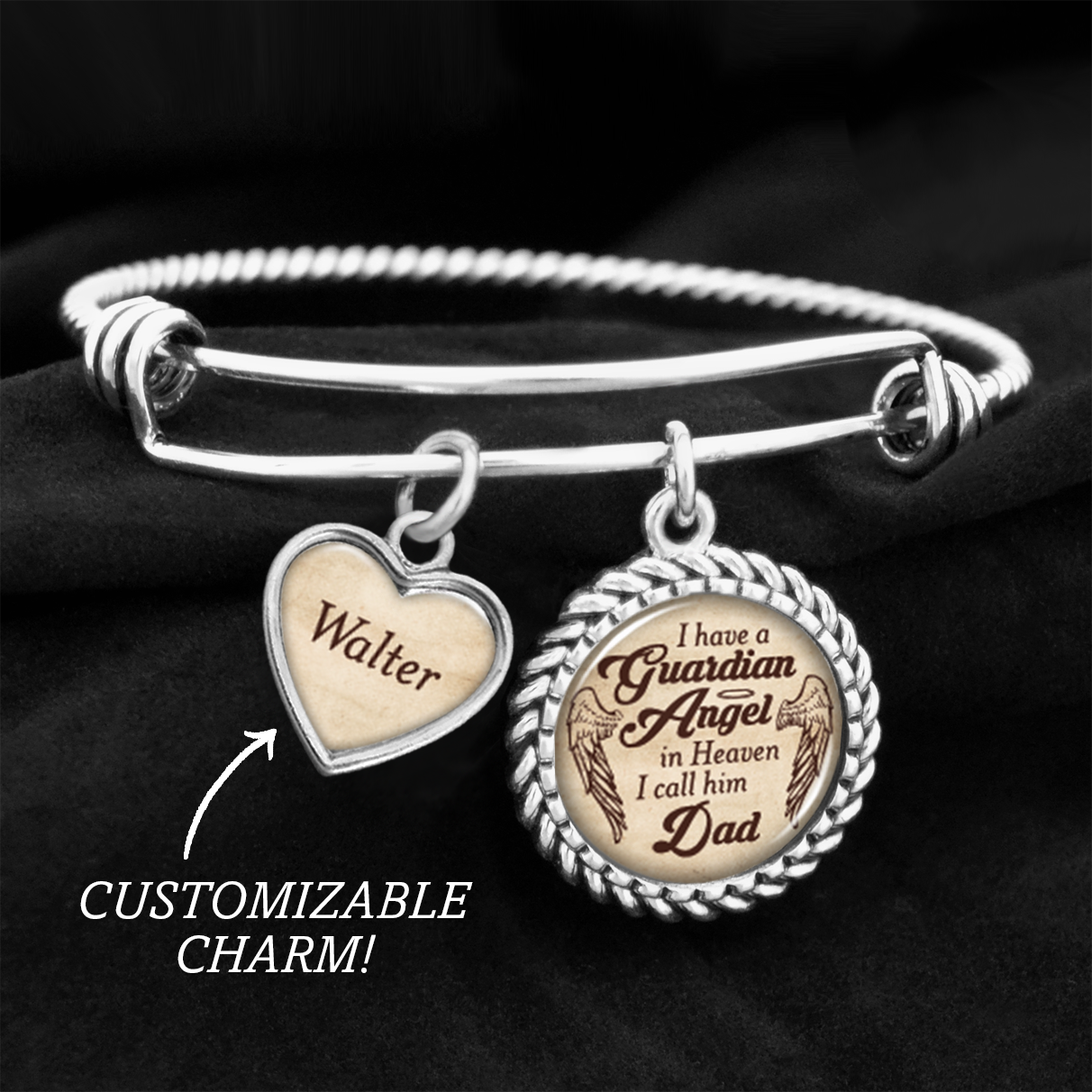 Customizable Dad Guardian Angel Charm Bracelet