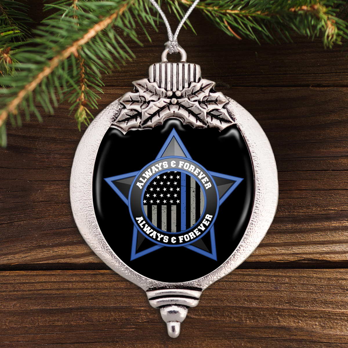 Always And Forever Thin Blue Line Bulb Ornament