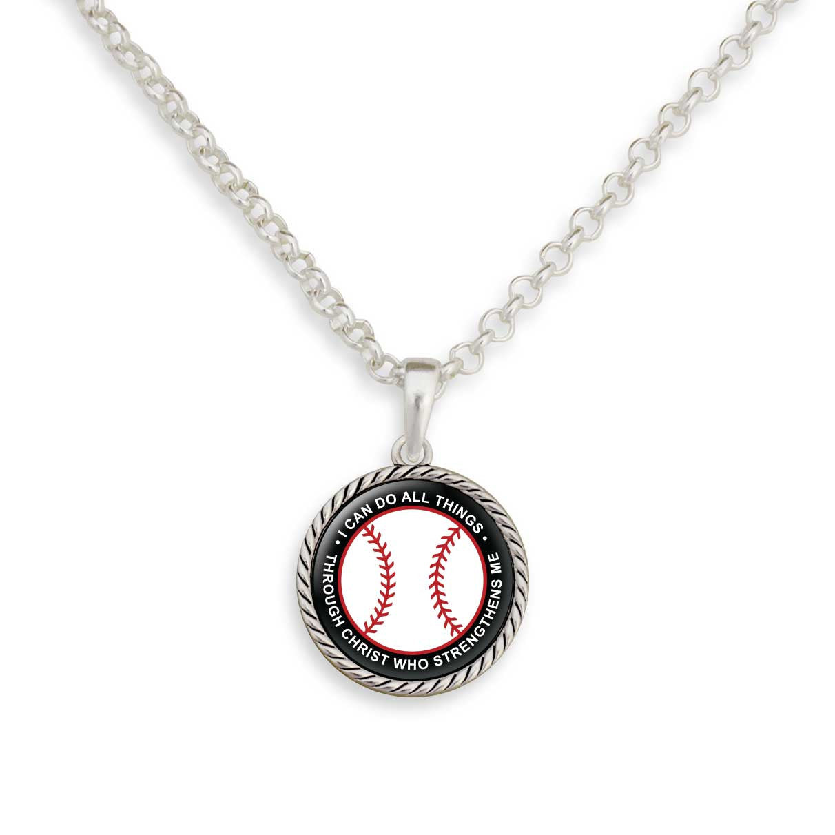 I Can Do All Things Through Christ Baseball Necklace