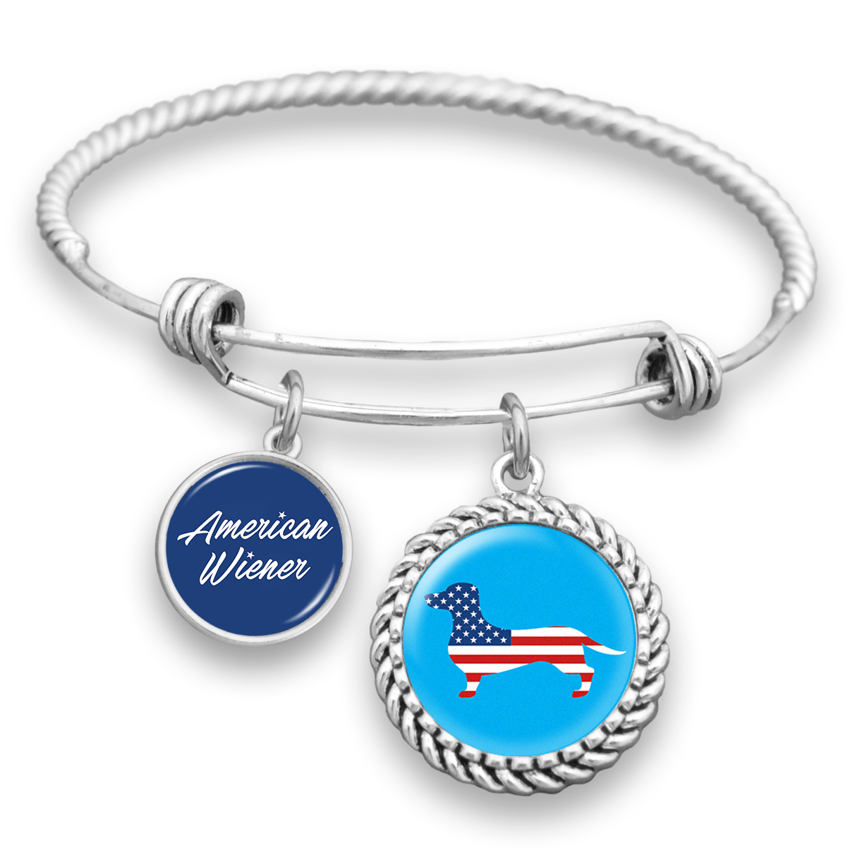 American Wiener Dachshund Flag Charm Bracelet