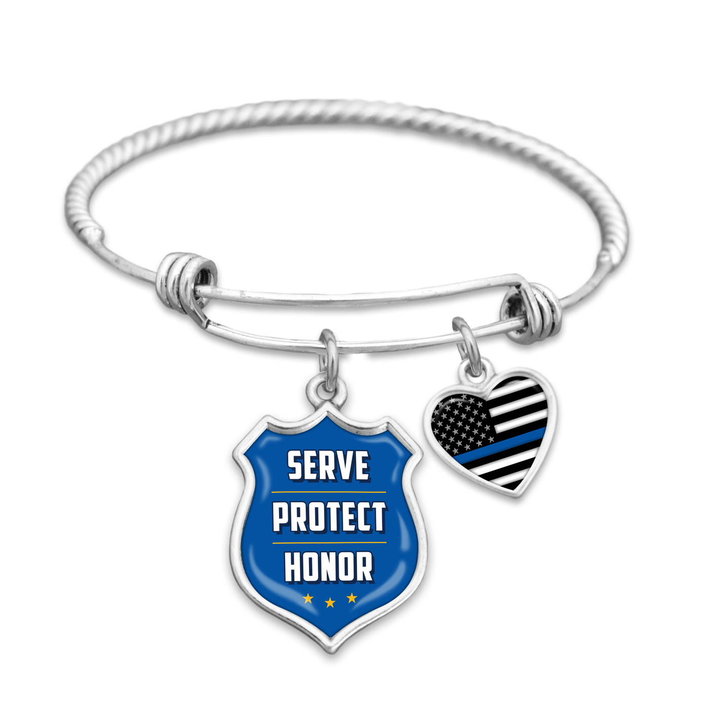 Serve Protect Honor Police Charm Bracelet