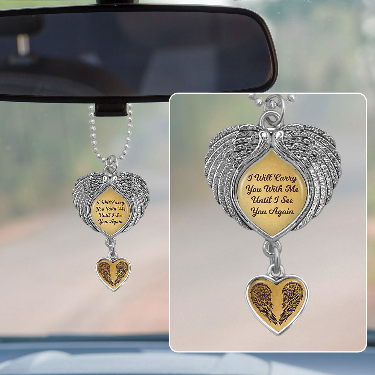 Carry You With Me Wings Rearview Mirror Charm