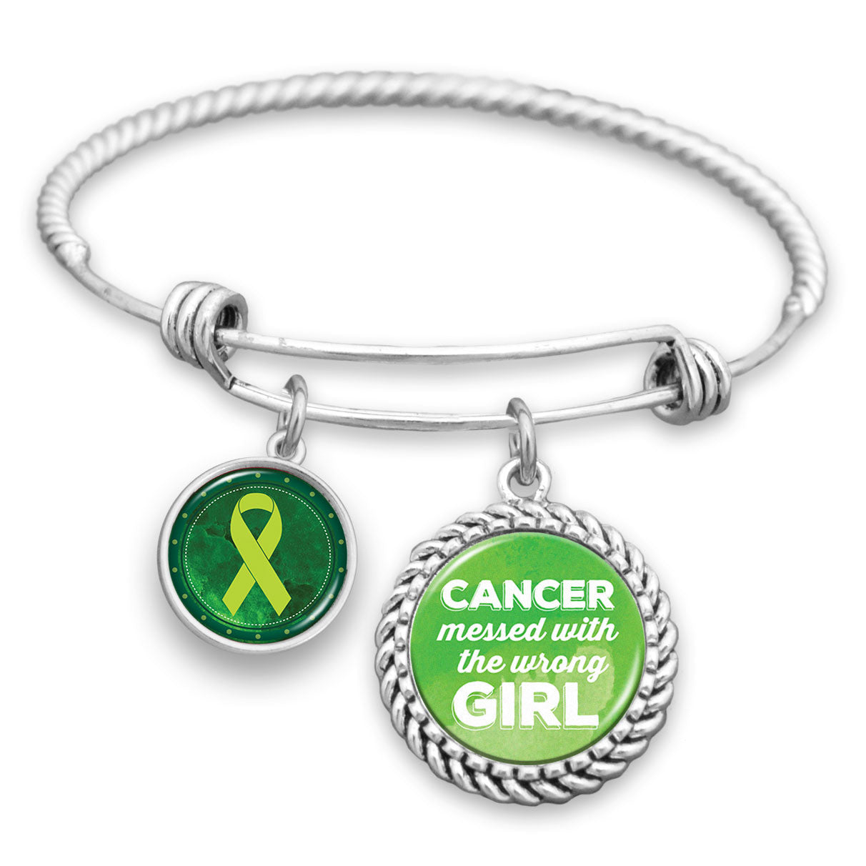 Lymphoma Awareness "Cancer Messed With The Wrong Girl" Charm Bracelet