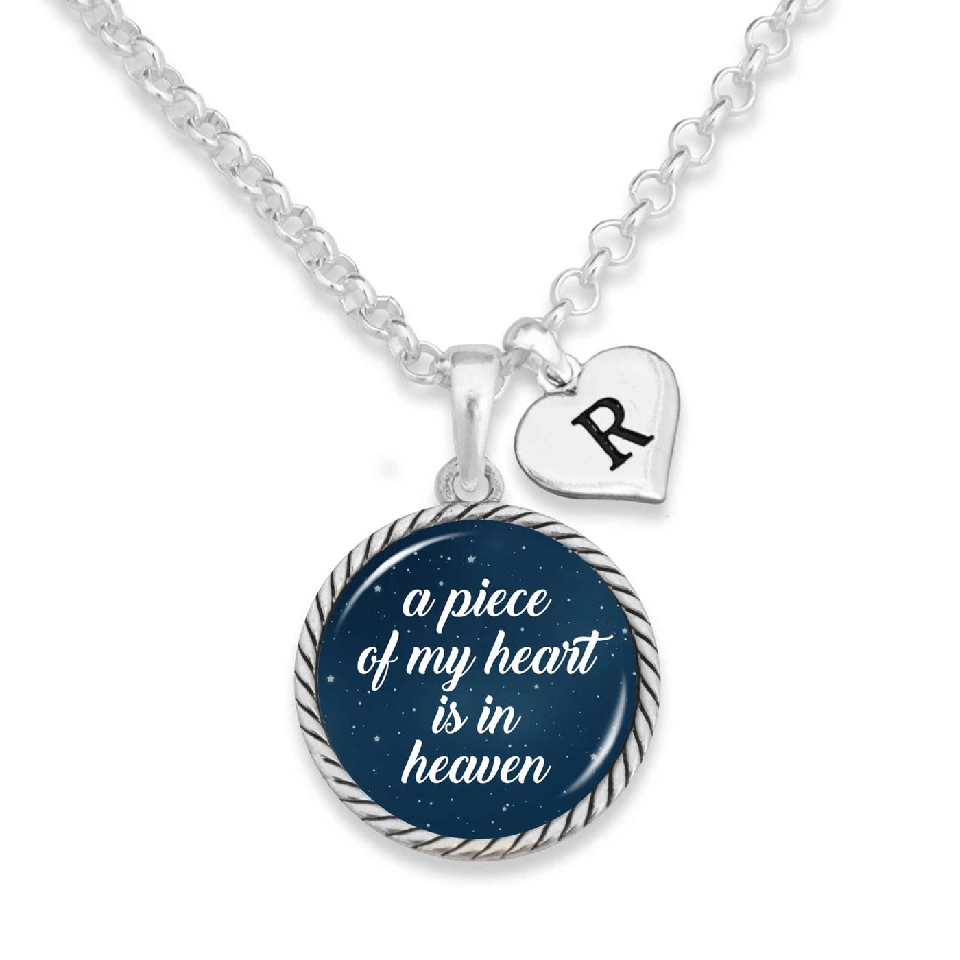 Piece Of My Heart Night Sky Personalized Initial Charm Necklace