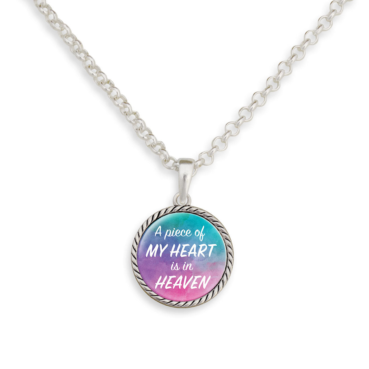 A Piece Of My Heart Is In Heaven Watercolor Necklace