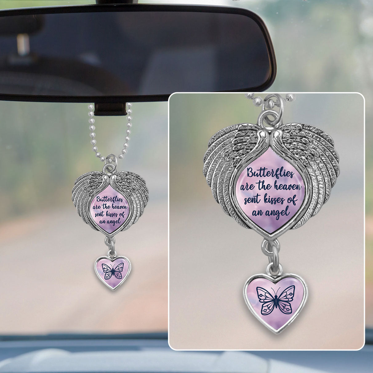 Butterflies Are The Heaven Sent Kisses Of An Angel Wings Rearview Mirror Charm