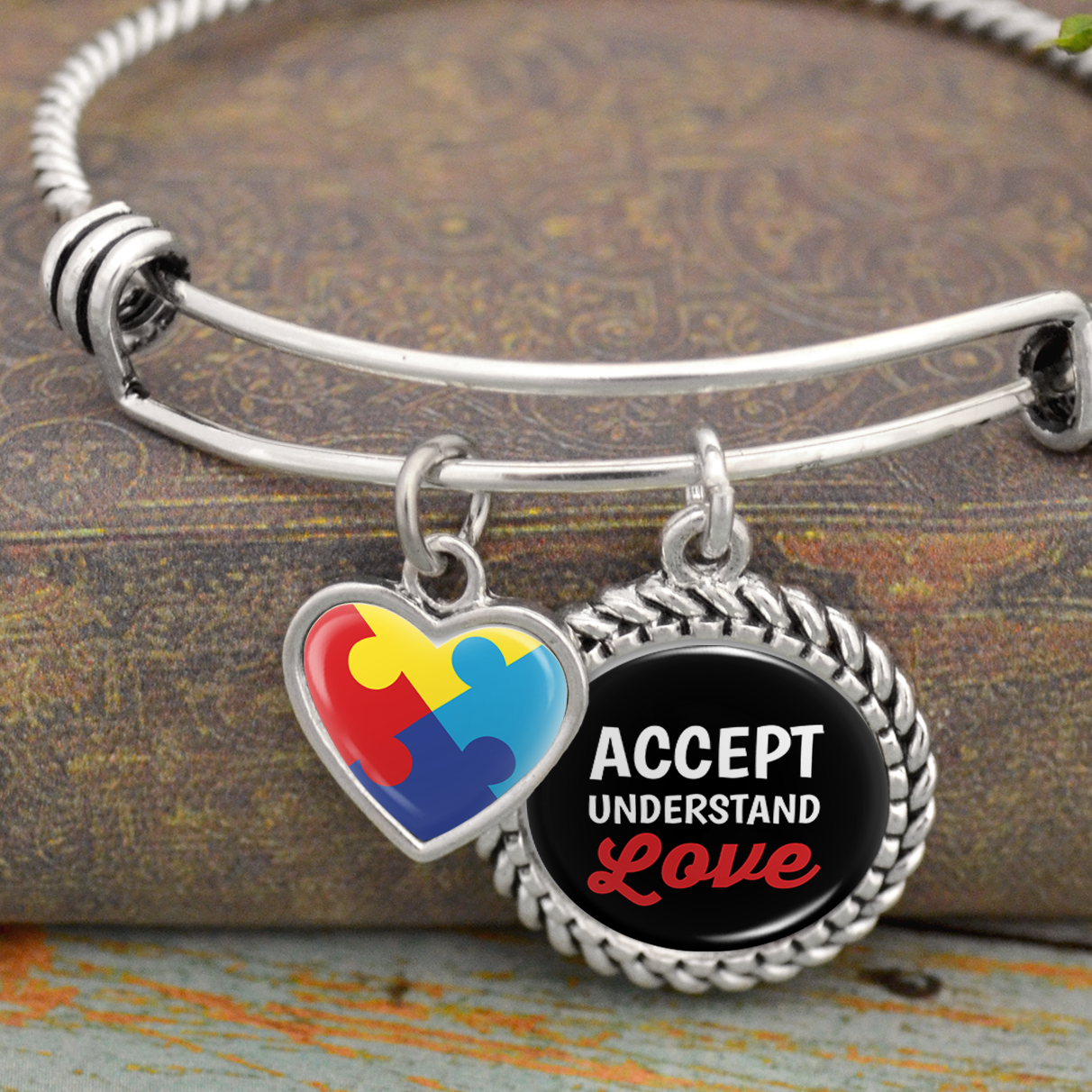Accept Understand Love Autism Awareness Charm Bracelet