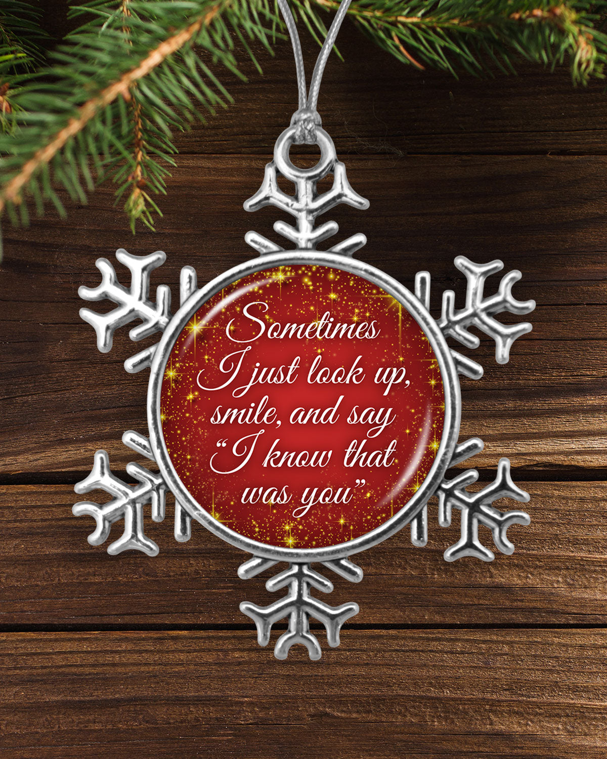 I Know That Was You Red & Gold Snowflake Ornament