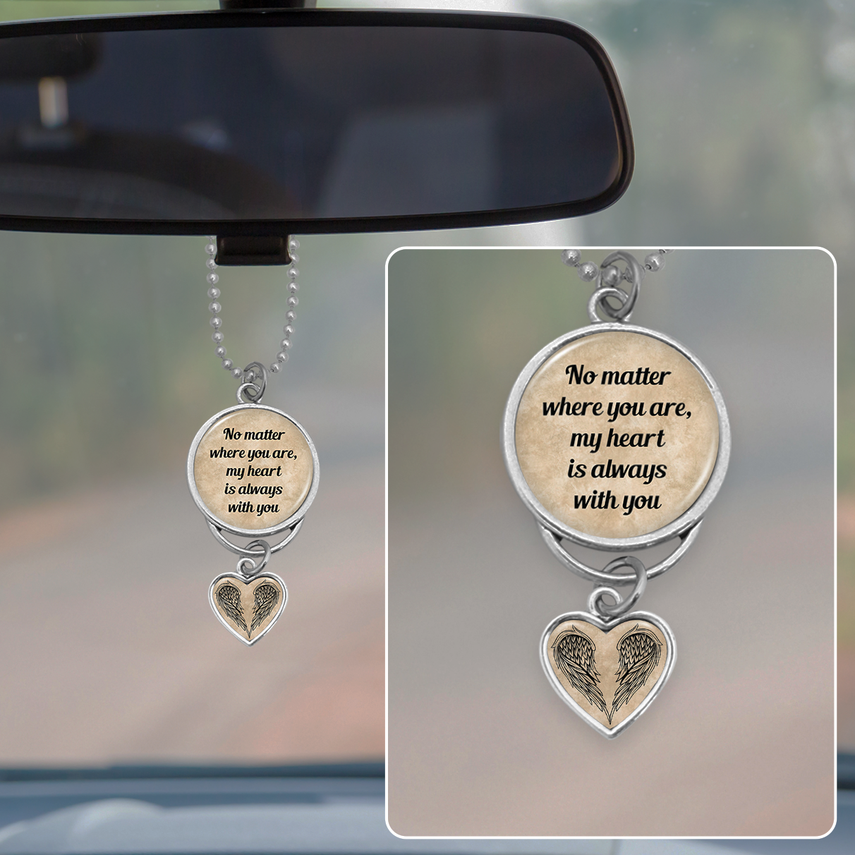 No Matter Where You Are Rearview Mirror Charm