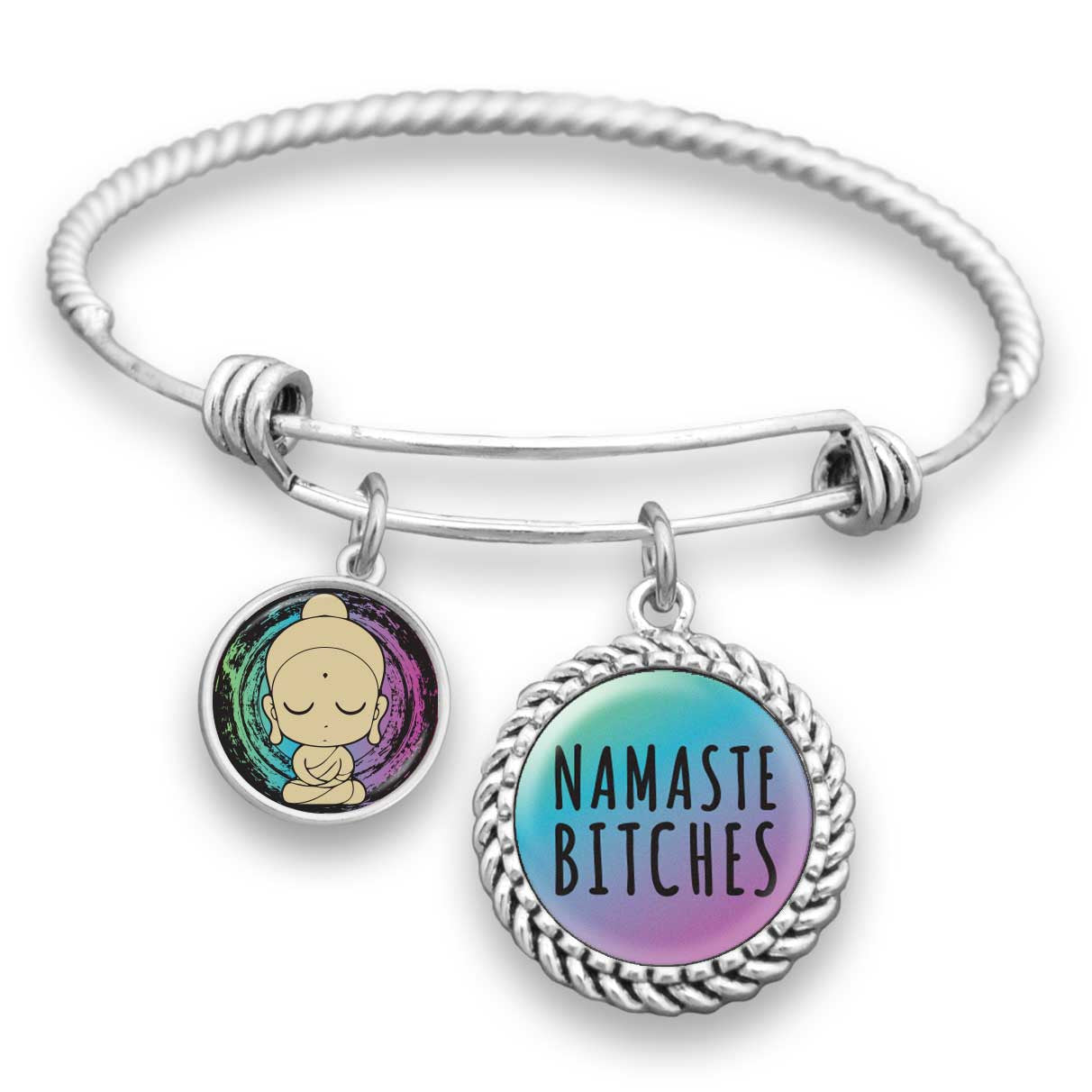 Namaste Bitches Buddha Charm Bracelet