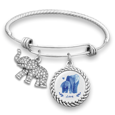 Watercolor Elephants Charm Bracelet
