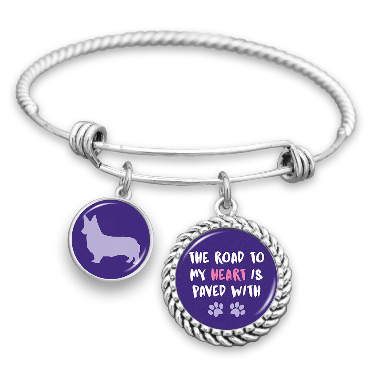 Corgi The Road To My Heart Is Paved With Paws Charm Bracelet