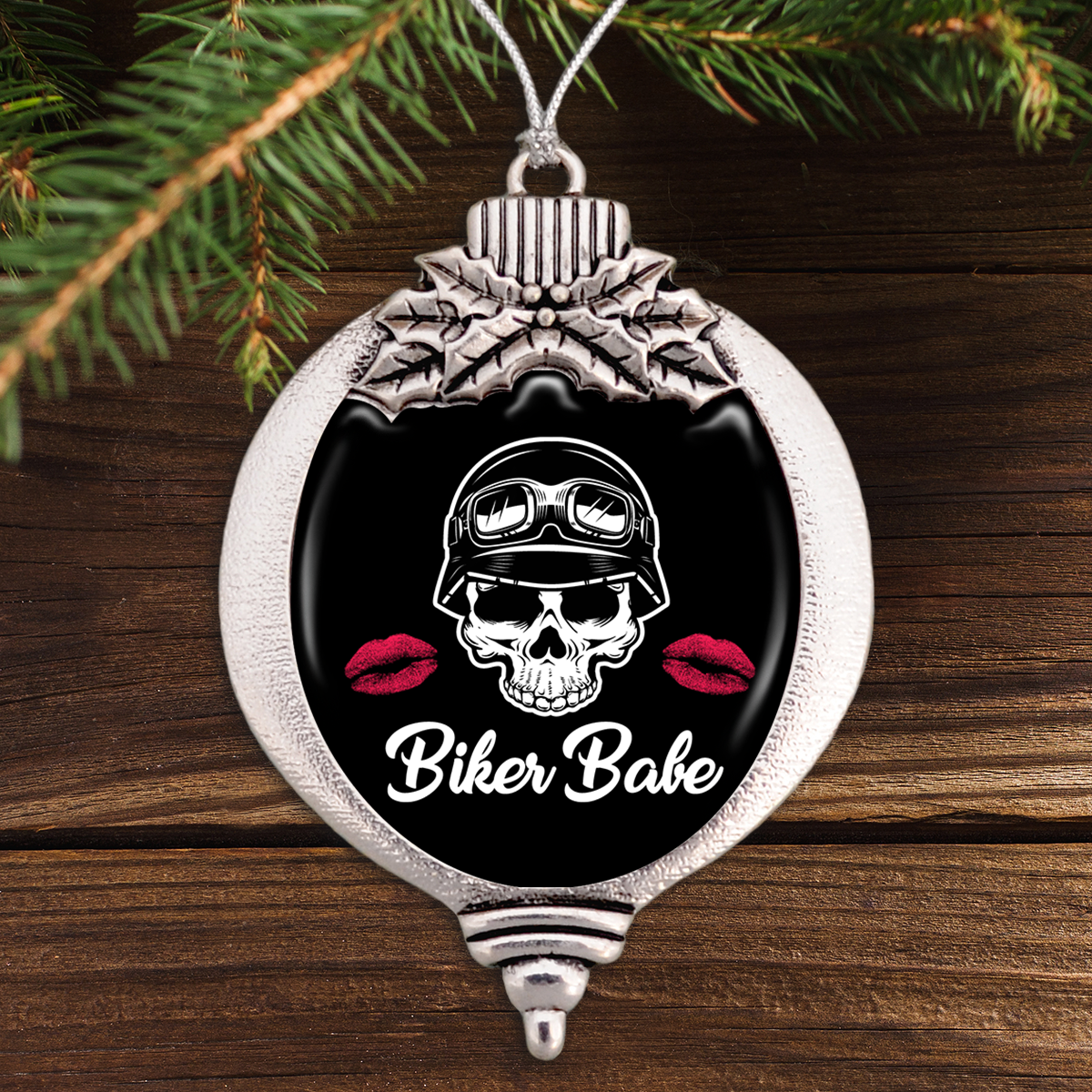Skull Biker Babe Bulb Ornament