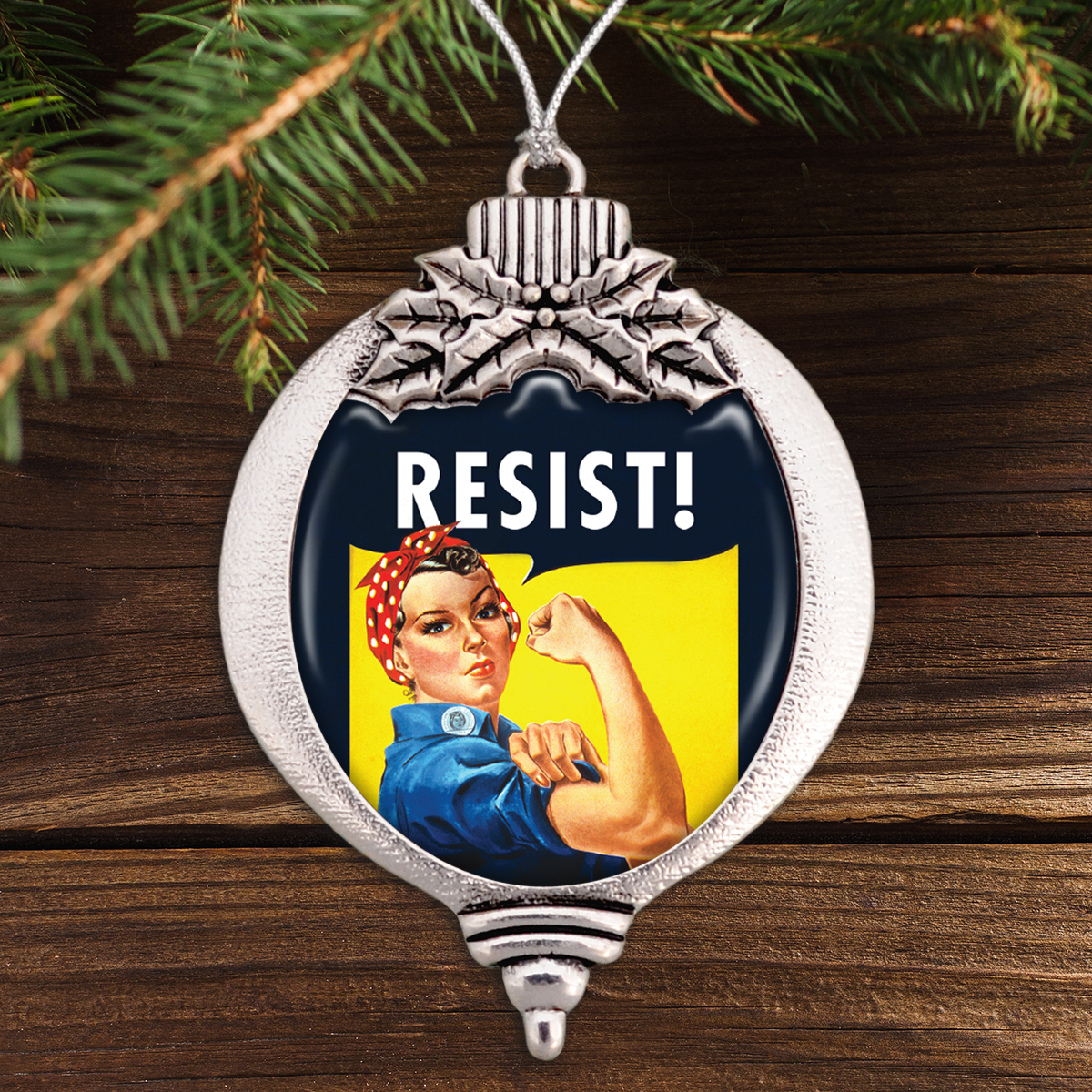 Resist Riveter Bulb Ornament