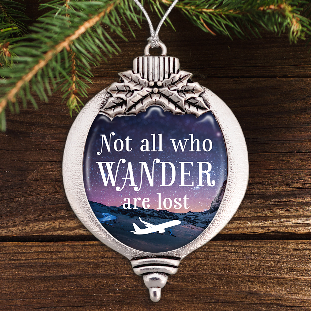 Not All Who Wander Are Lost Airplane Bulb Ornament