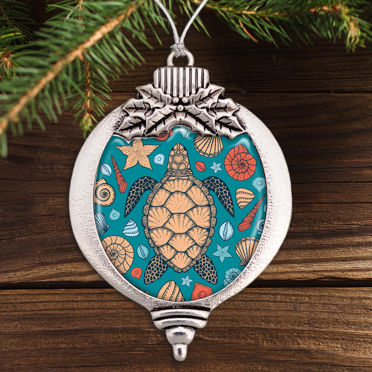 Beachy Turtle Bulb Ornament