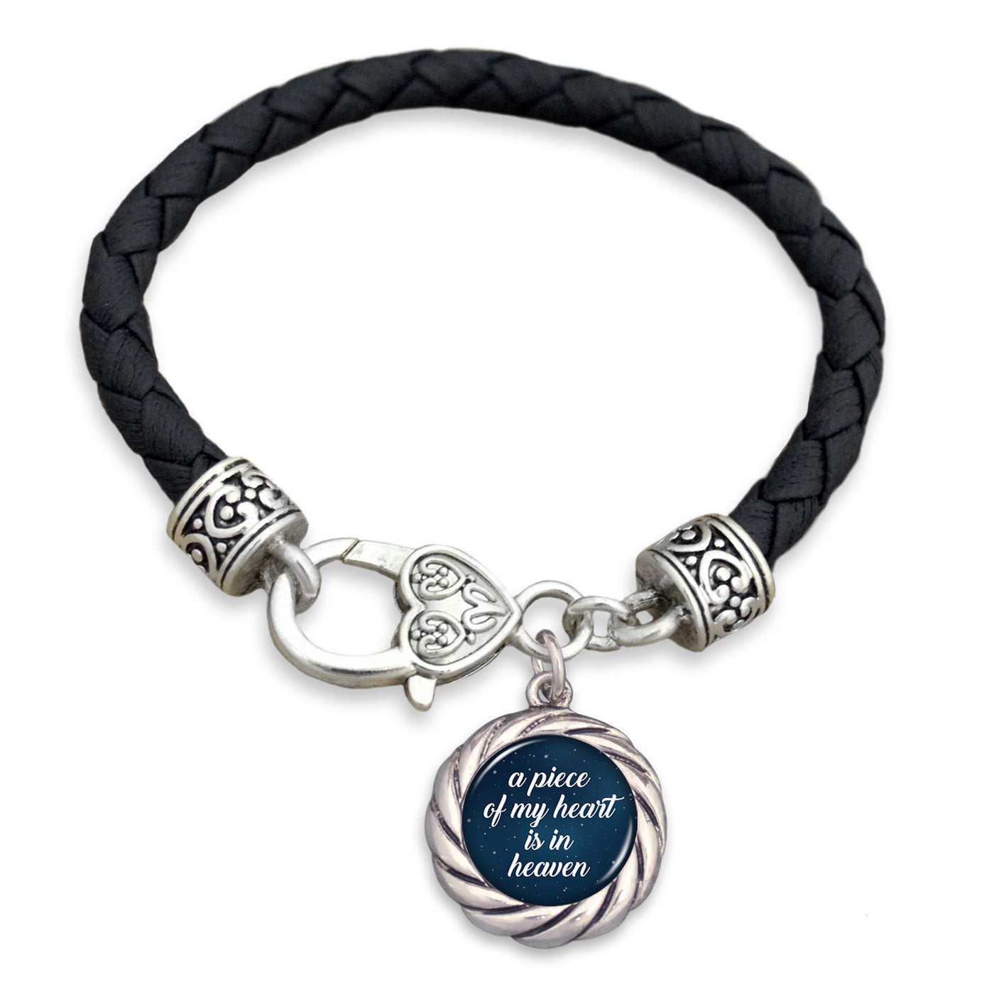 A Piece Of My Heart Is In Heaven Night Sky Leather Toggle Bracelet