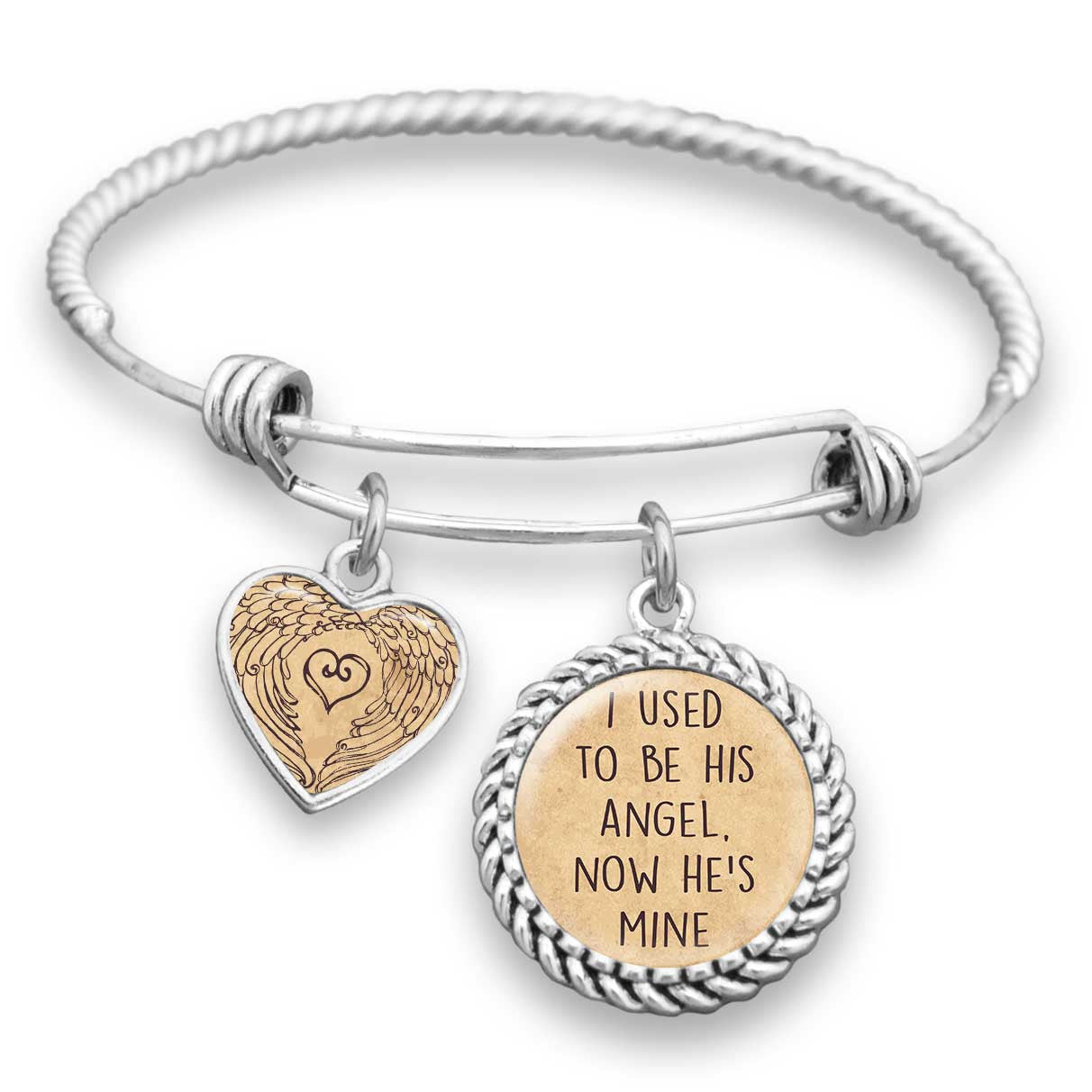 I Used To Be His Angel, Now He's Mine Charm Bracelet