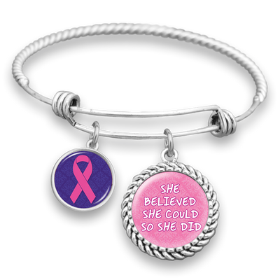 She Believed She Could So She Did Breast Cancer Charm Bracelet