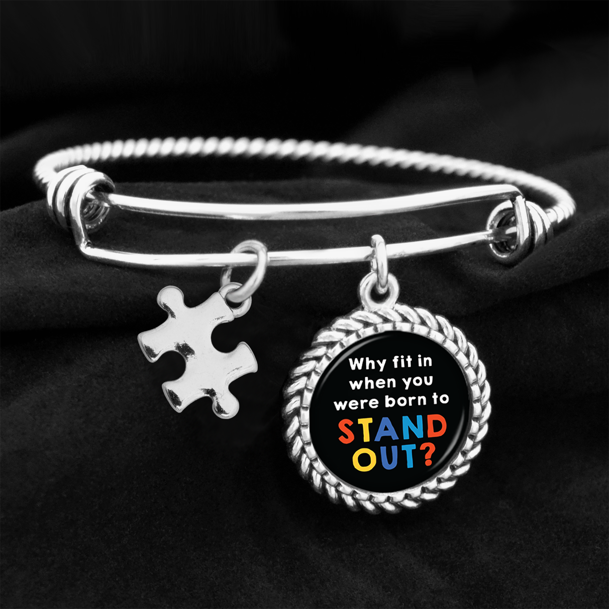 Why Fit In Puzzle Piece Autism Awareness Charm Bracelet