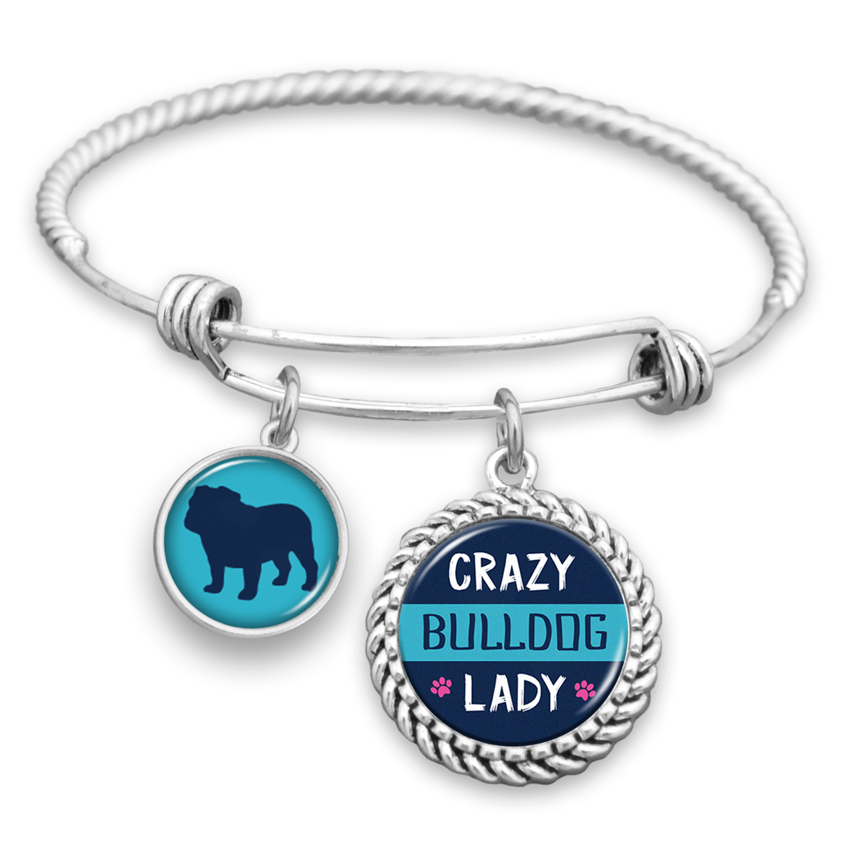 Crazy Bulldog Lady Charm Bracelet
