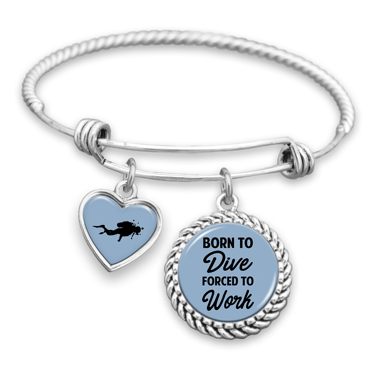 Born To Dive, Forced To Work Charm Bracelet