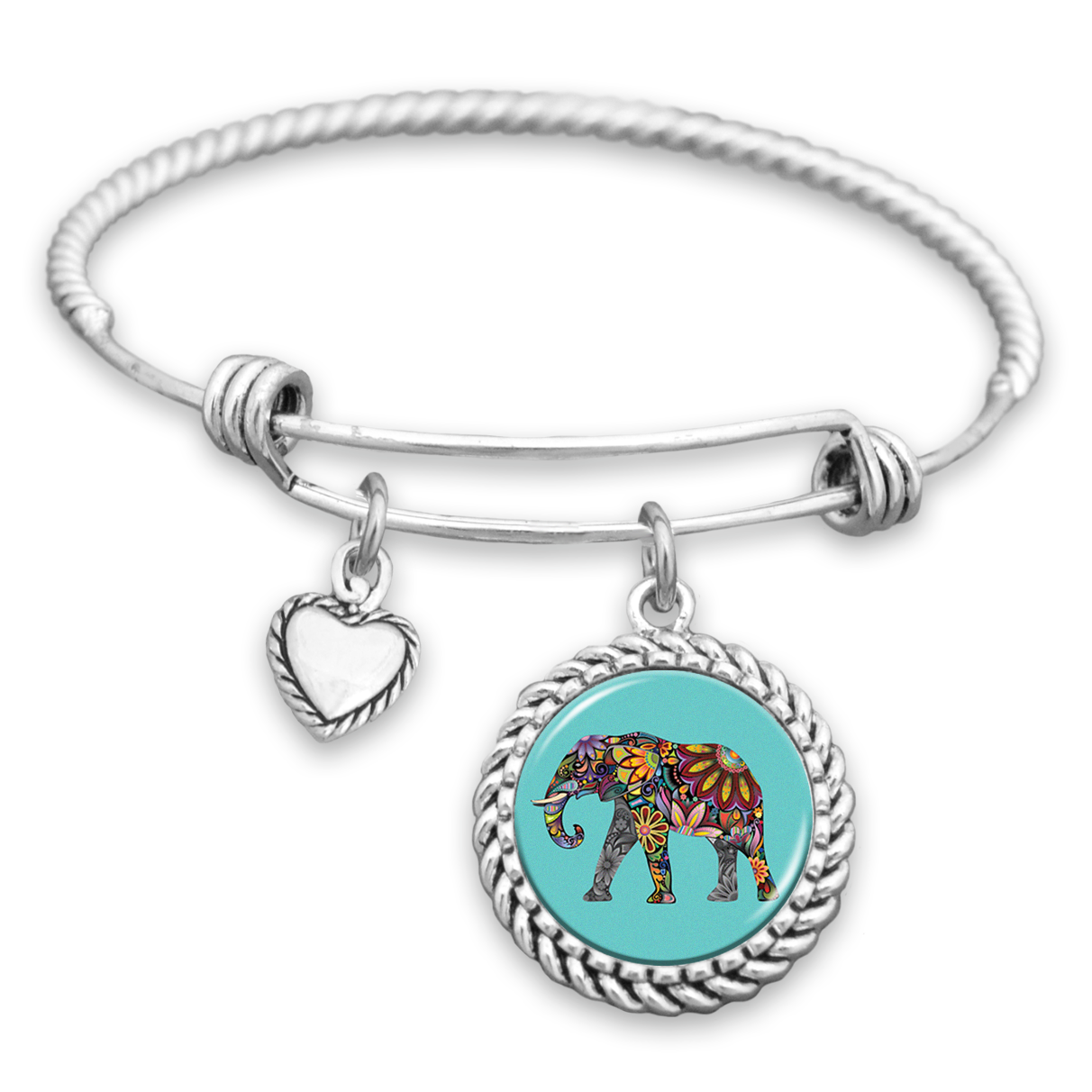 Colorful Floral Elephant Charm Bracelet
