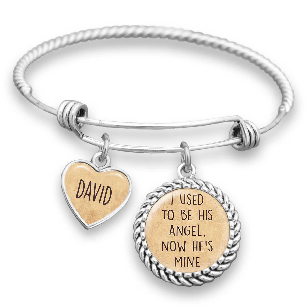 Personalized I Used To Be His Angel, Now He's Mine Bracelet