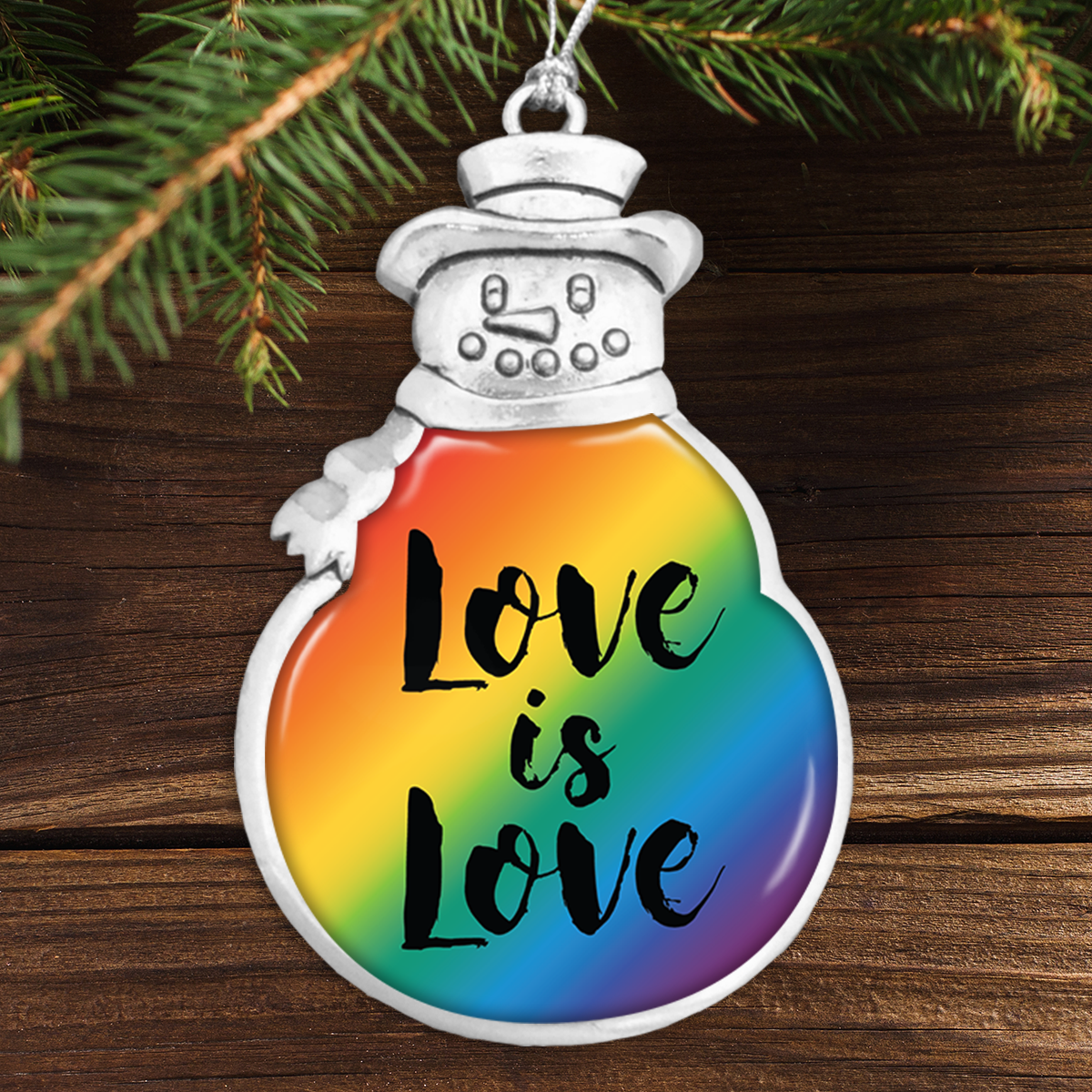 Love Is Love Snowman Ornament