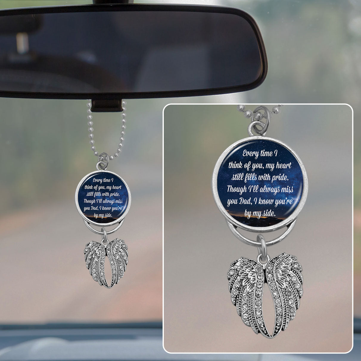 Dad Every Time I Think Of You Rearview Mirror Charm
