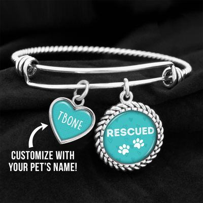 Customizable Pet Name Rescued Charm Bracelet