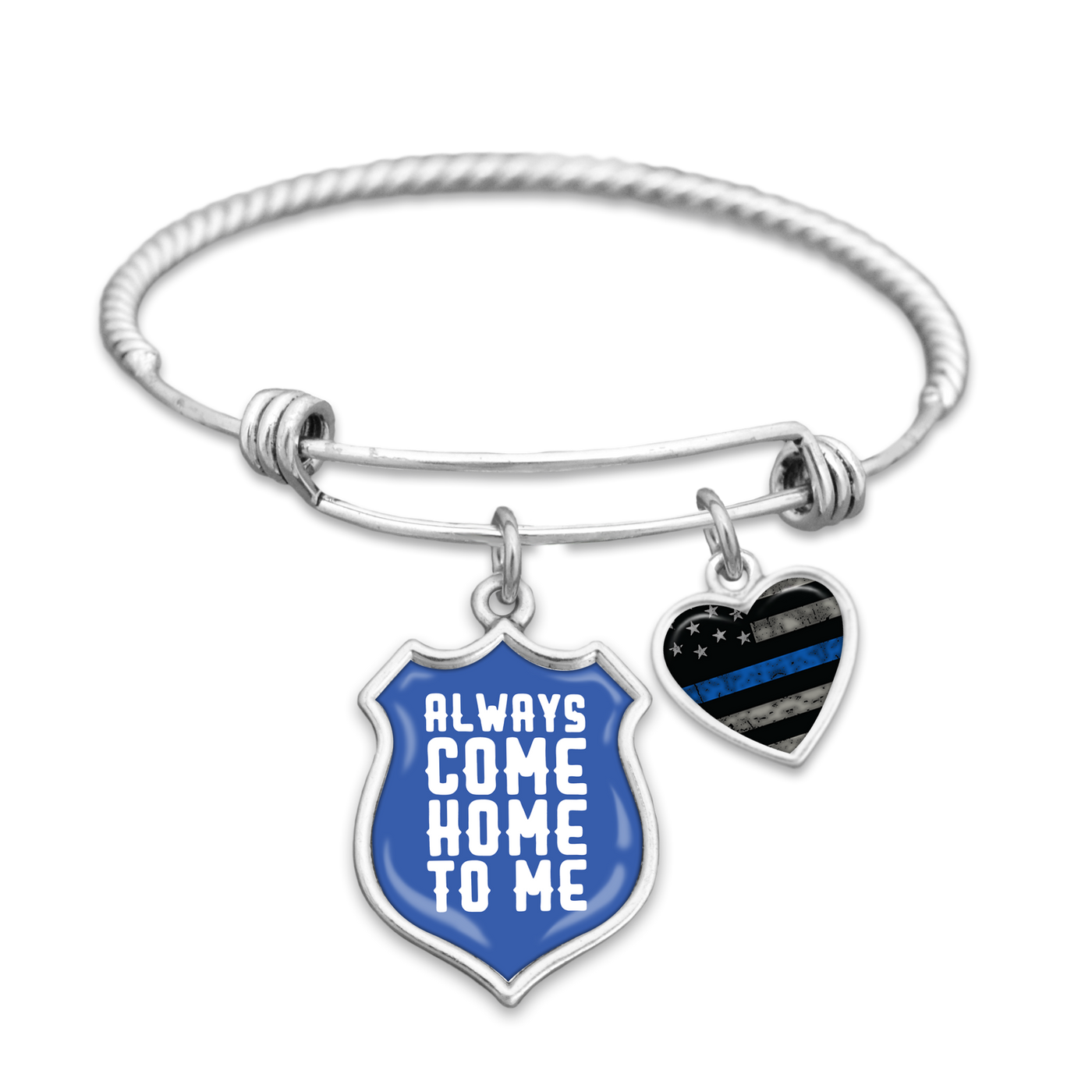 Always Come Home To Me Thin Blue Line Charm Bracelet