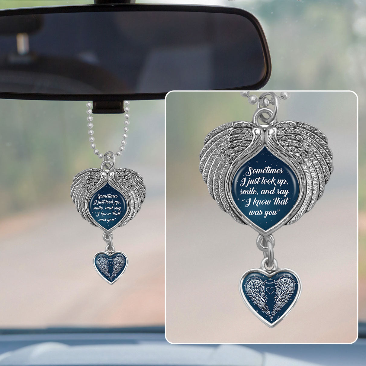 Know That Was You Night Sky Wings Rearview Mirror Charm