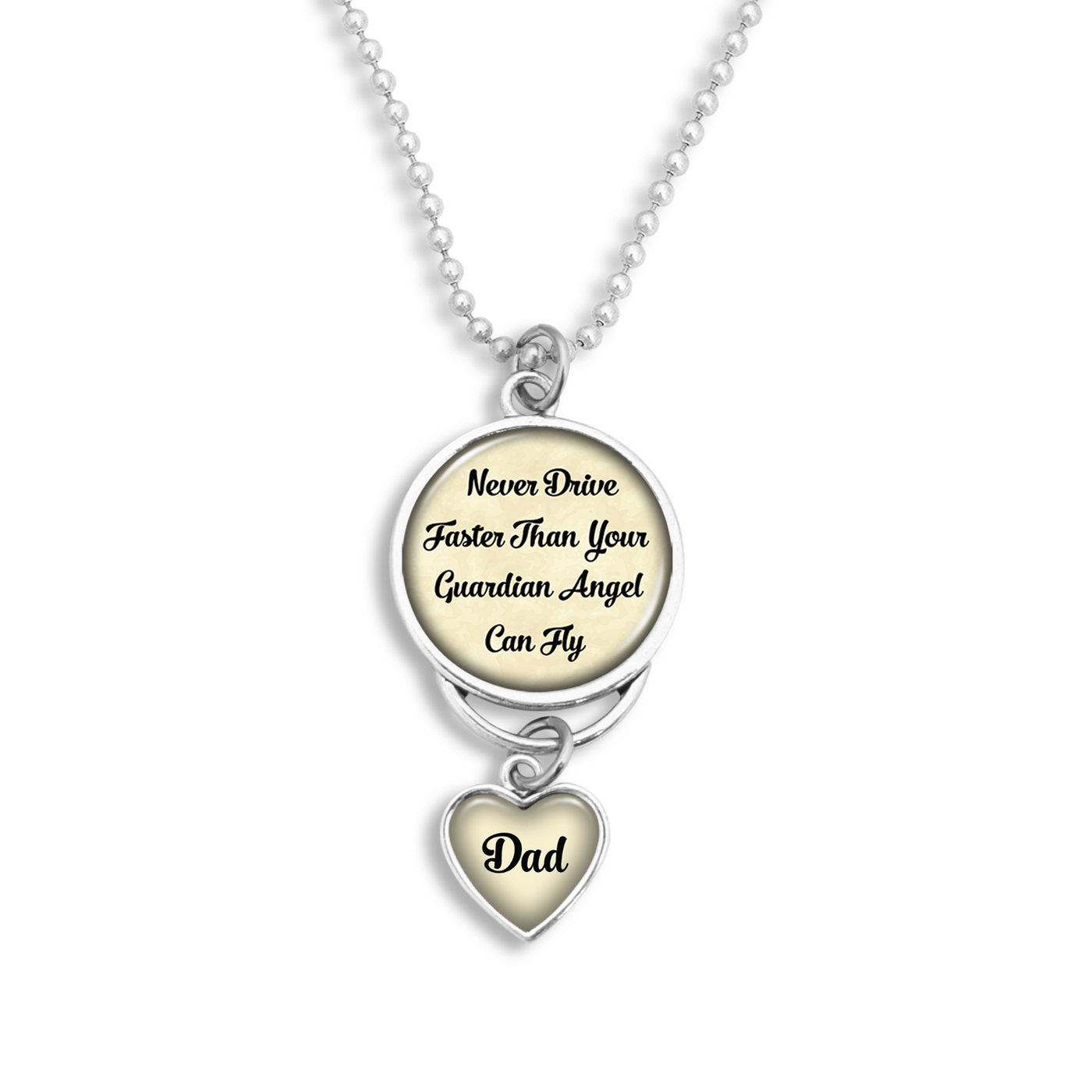 Dad Never Drive Faster Than Your Guardian Angel Can Fly Rearview Mirror Charm