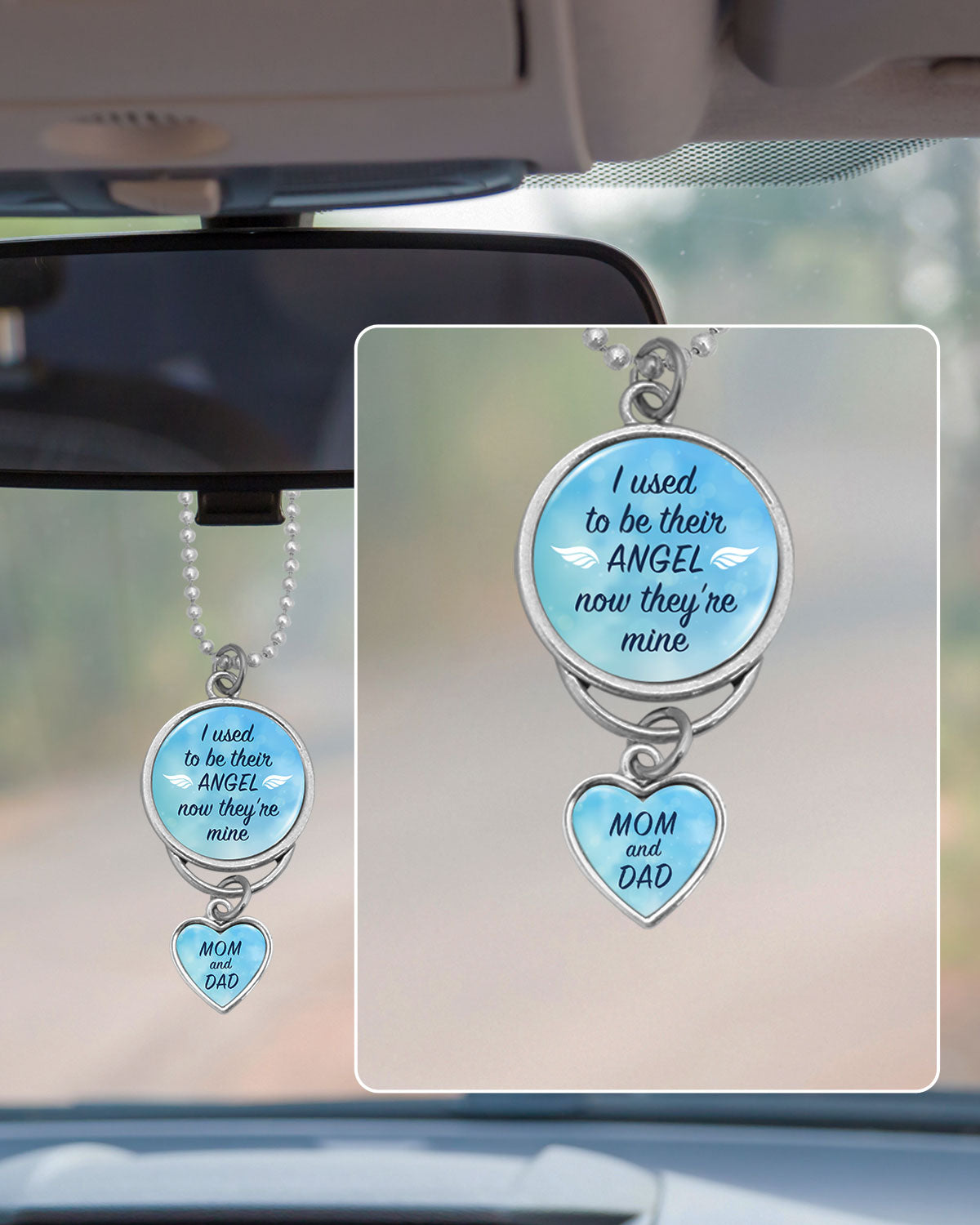 Used To Be Their Angel Mom & Dad Rearview Mirror Charm