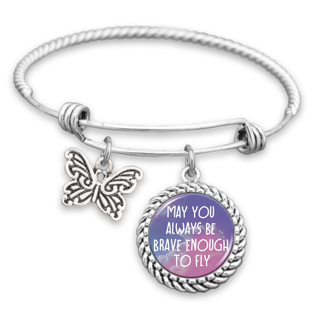 May You Always Be Brave Enough To Fly Butterfly Charm Bracelet