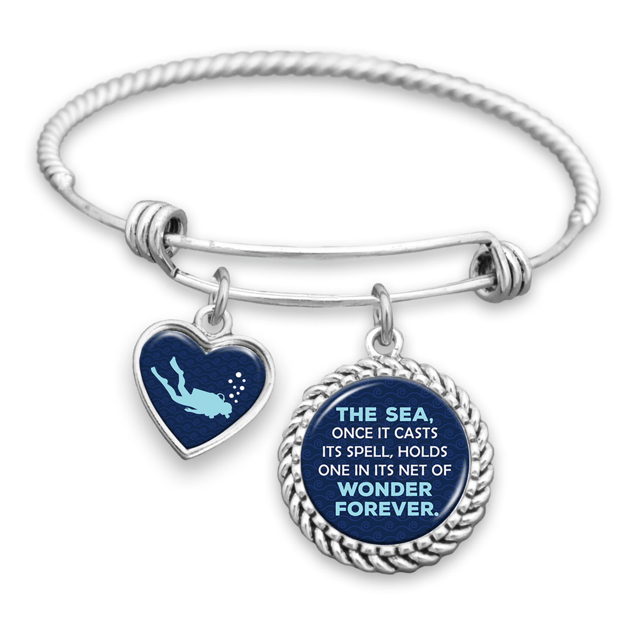 The Sea, Once It Casts Its Spell, Holds One In Its Net Of Wonder Forever Charm Bracelet