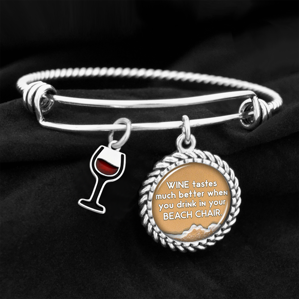 Wine Tastes Much Better Charm Bracelet
