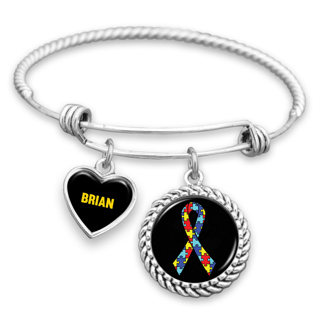 Personalized Autism Awareness Ribbon Charm Bracelet