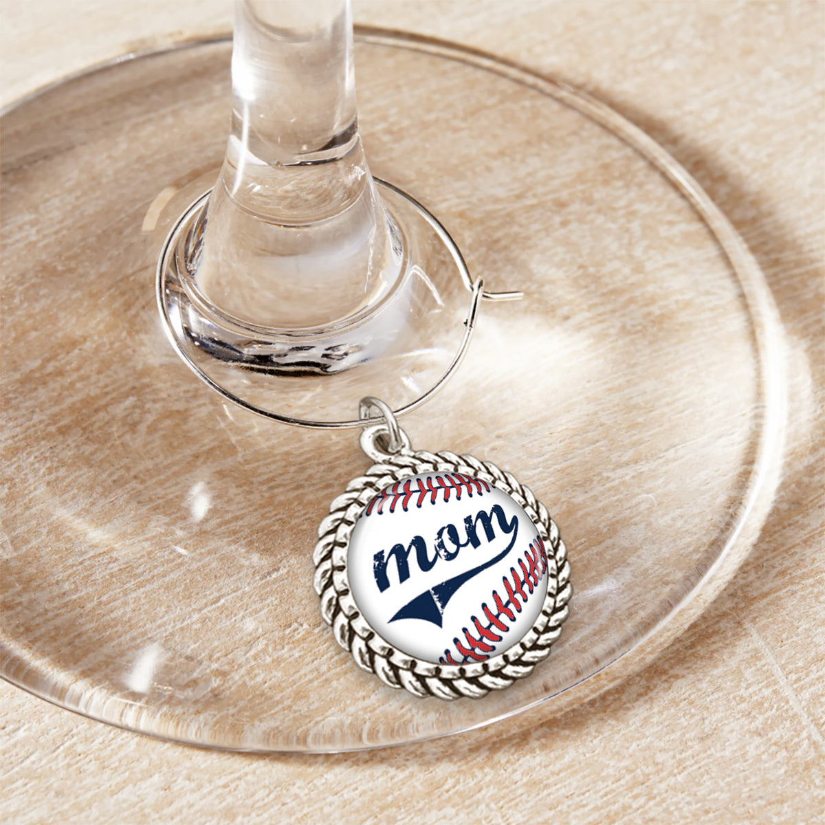 Baseball Mom Wine Glass Charm