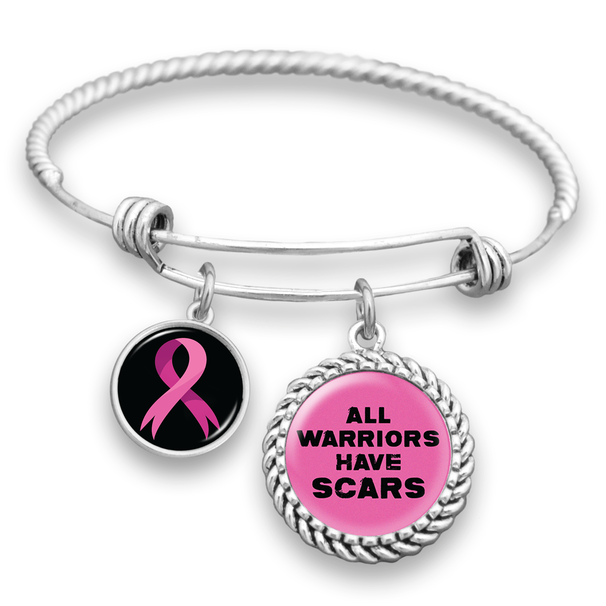 All Warriors Have Scars Breast Cancer Charm Bracelet