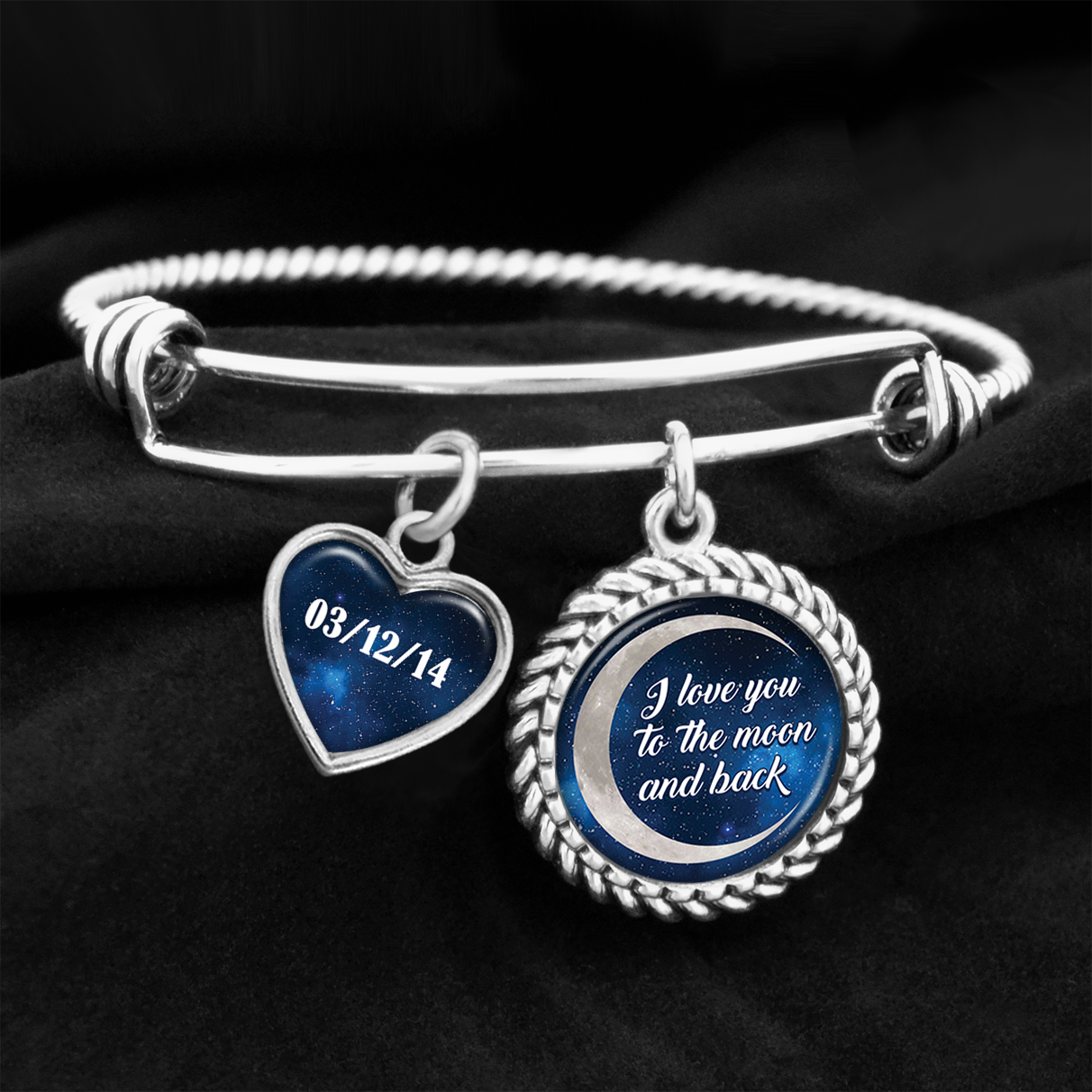 Customizable I Love You To The Moon And Back Charm Bracelet